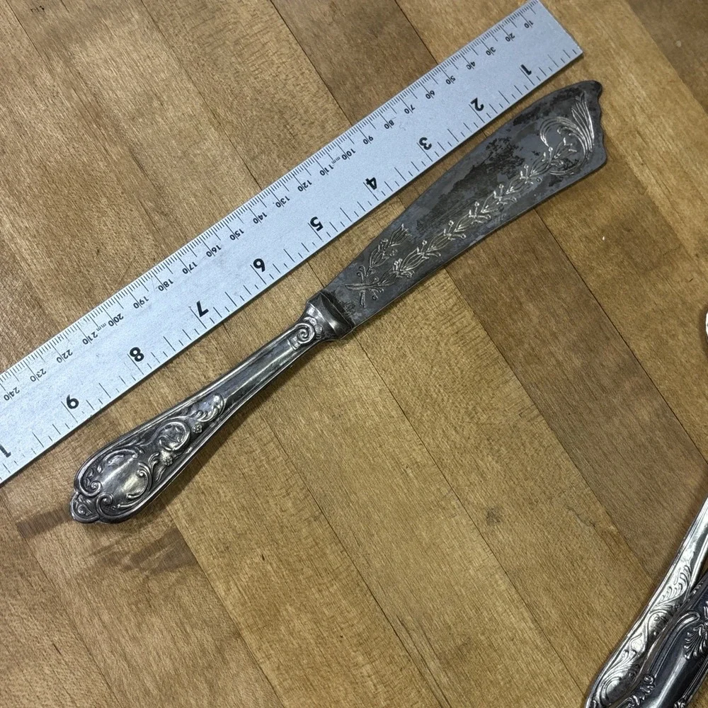 Vintage Silverplate Serving Utensil Lot Sheffield Pizza Cutter Cake Server Knife